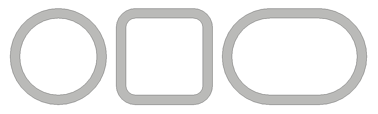 Supported tube profile shapes